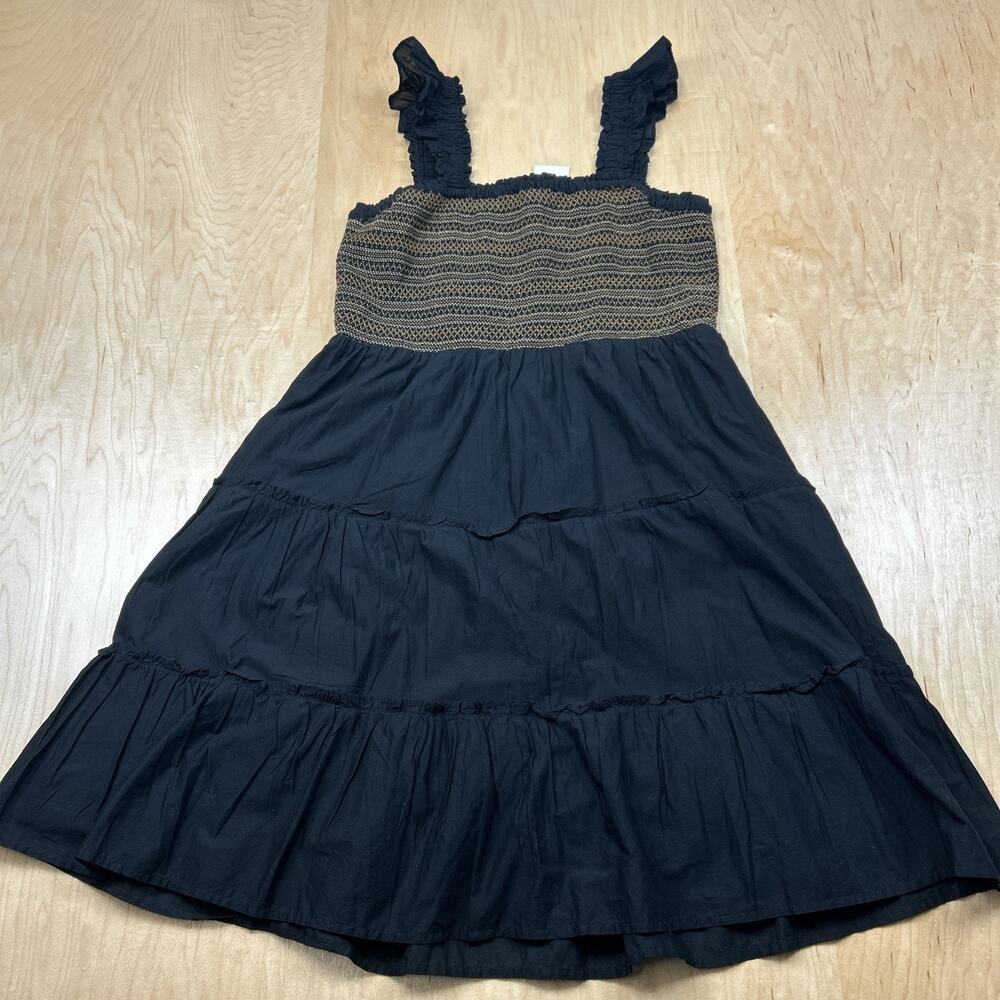 J.Crew Smocked Tiered Dress Women’s Medium Black Cotton Ruffle Straps NWT - Picture 10 of 11